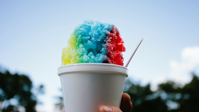 Close up of colorful snow cone