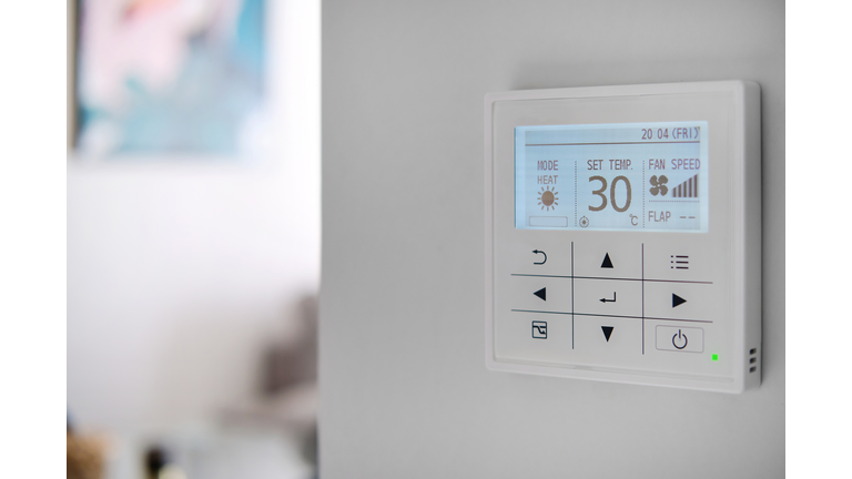 Climate control panel close up. Smart home concept