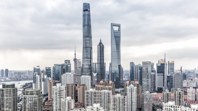 Shanghai Financial District Seen from Residential Building