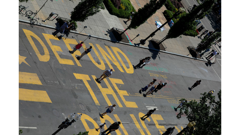 Protestors Add "Defund The Police" Messaging To Washington DC Street