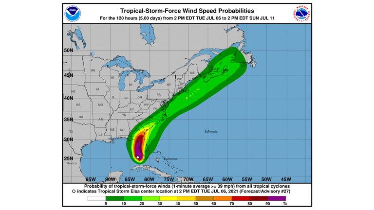 Elsa Wind Speed Probabilities