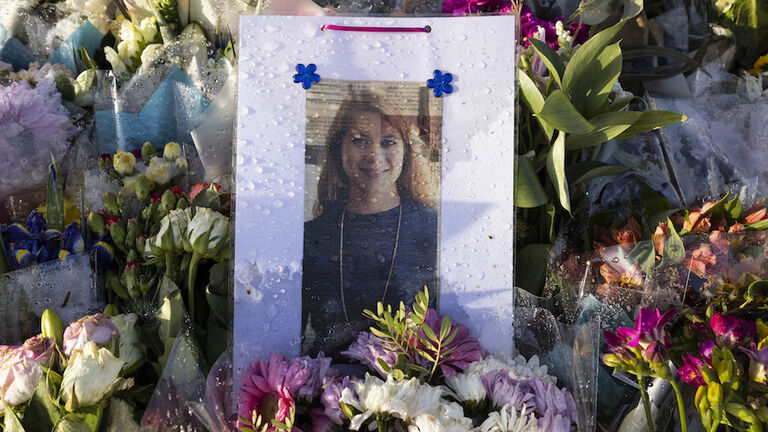 Flowers Surround The Bandstand Memorial To Murdered Sarah Everard