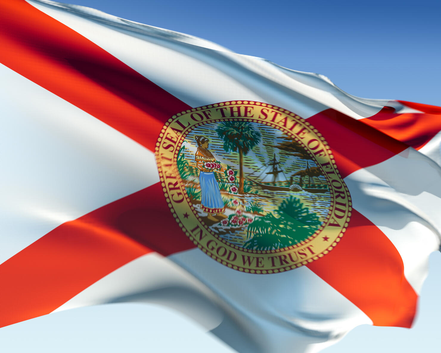 The red and white Florida flag