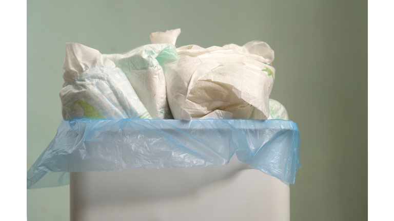 Used Baby Diapers Trash Can