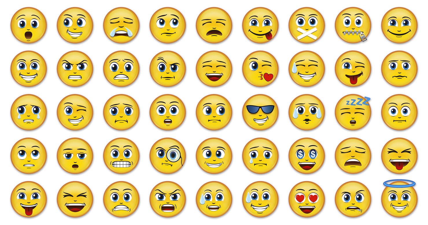 Manga Anime Emoji Emoticon badges on white background