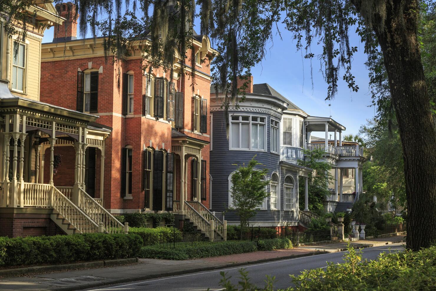 Historic Homes on Forsyth Park, Savannah, Georgia, USA