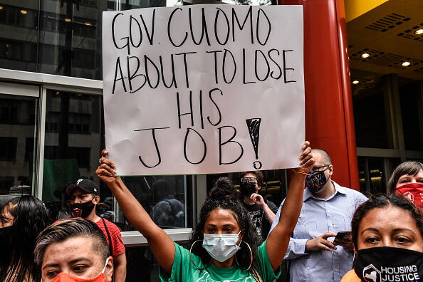 Protestors Rally At Gov. Cuomo's New York City Office Calling For Him To Resign