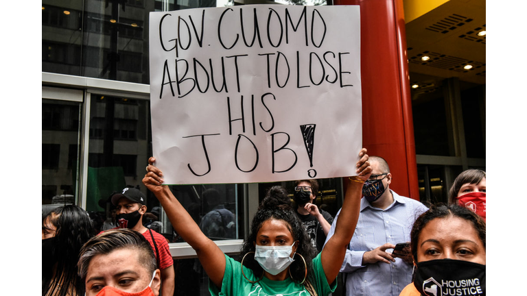 Protestors Rally At Gov. Cuomo's New York City Office Calling For Him To Resign