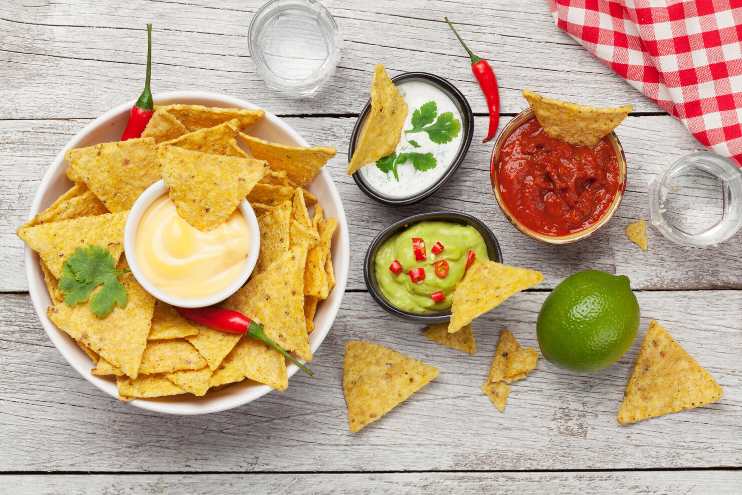 Directly above shot of nachos on table