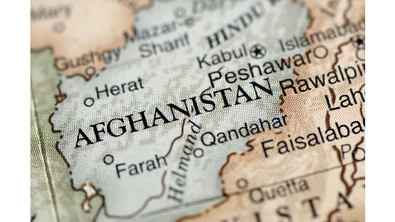 A map with a close-up focus on Afghanistan