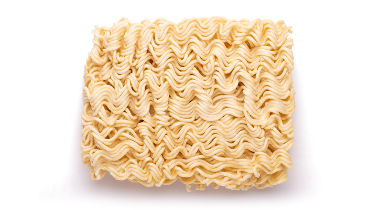 Instant noodles, isolated on white background close up