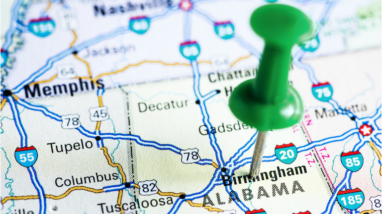 USA states on map: Alabama