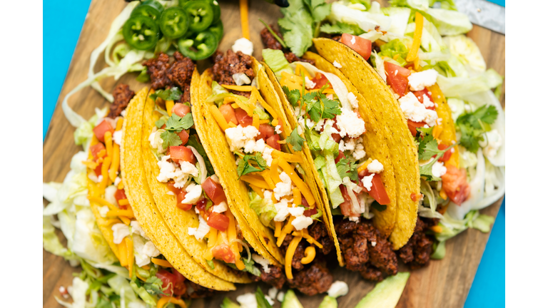High Angle View Of Taco Served In Tray