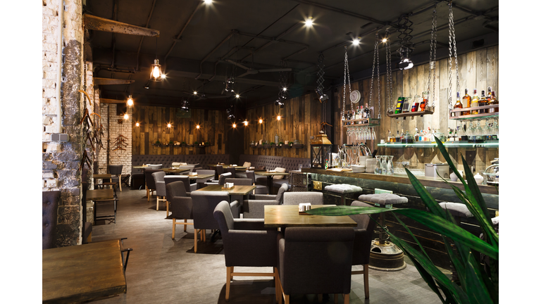 Interior of cozy restaurant, loft style