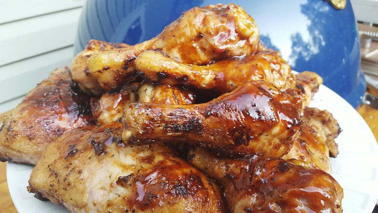 Close-Up Of Barbecue Chicken Served In Plate