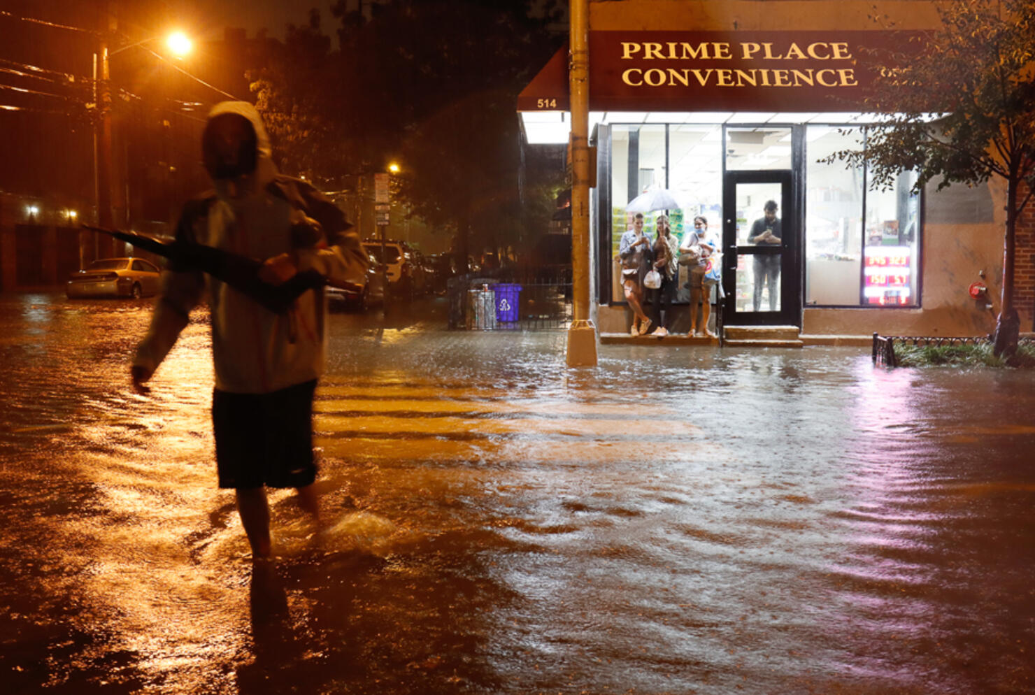 Remnants of Hurricane Ida Flood Streets in Hoboken, New Jersey