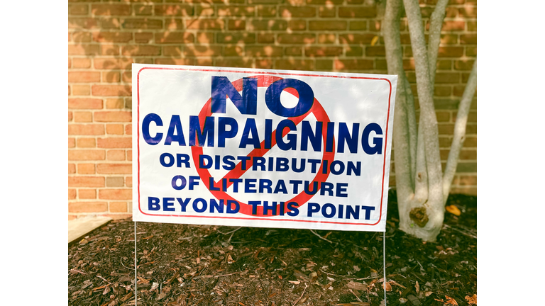 "No Campaigning" Sign Outside of Polling Place