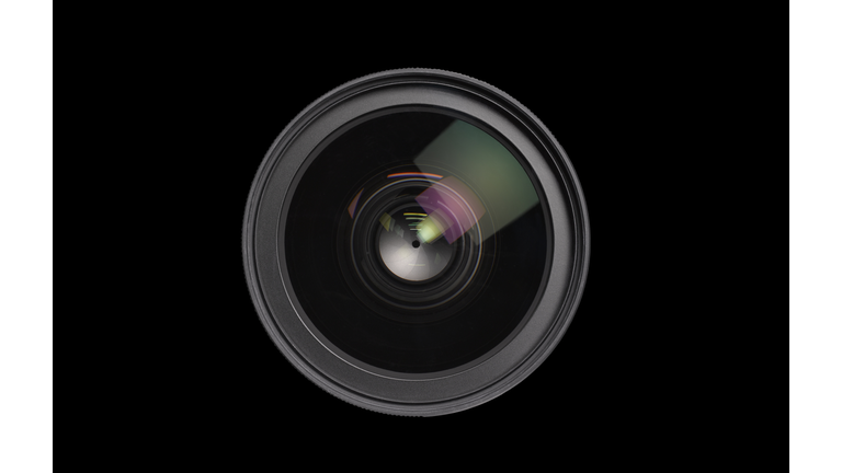 Close up of lens on black background
