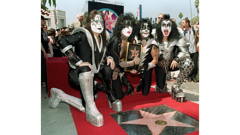 Members of the rock band Kiss (from left to right)