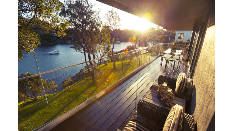 Waterfront house balcony