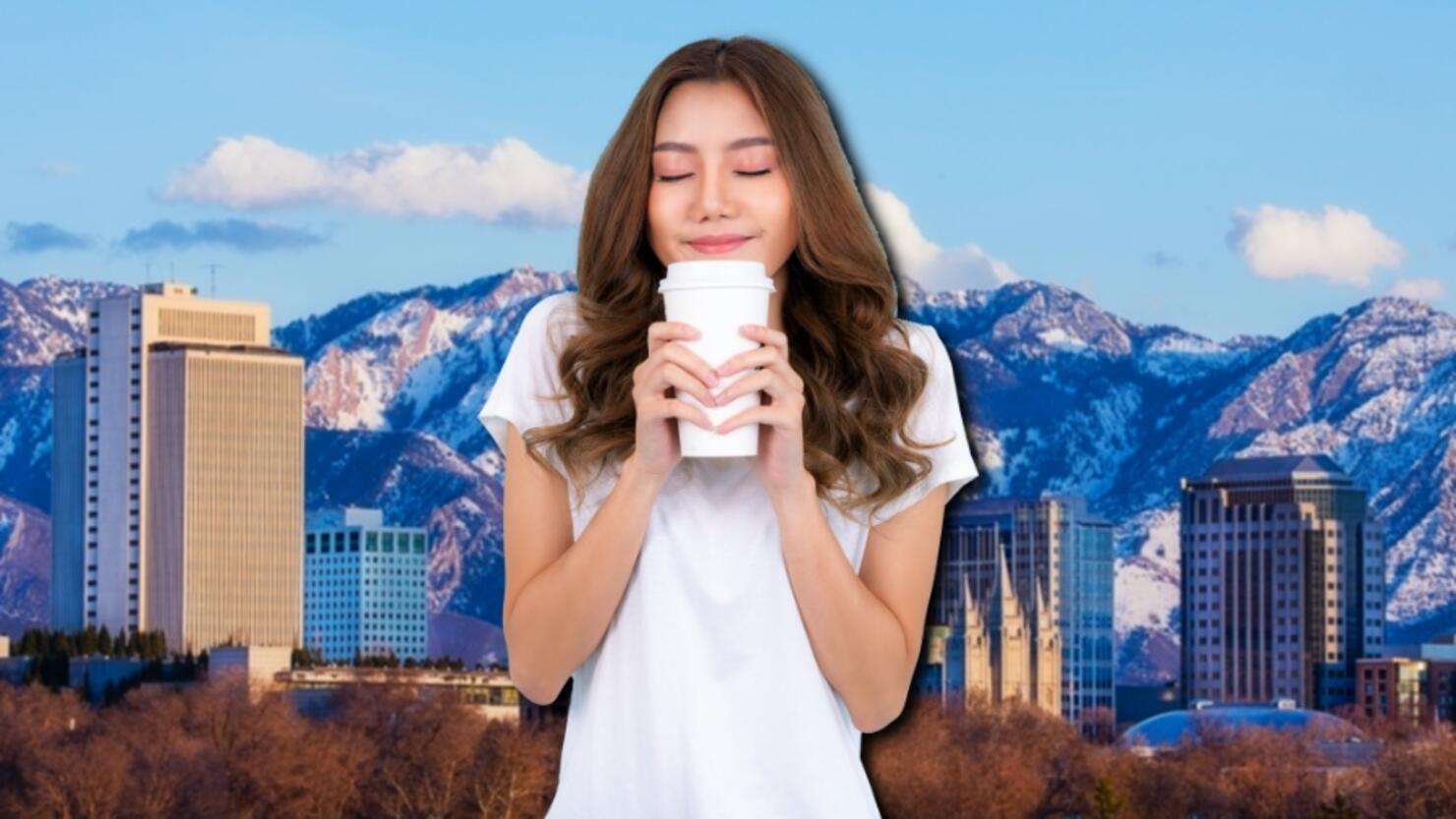 Salt Lake City Skyline in Early Spring with Copy Space