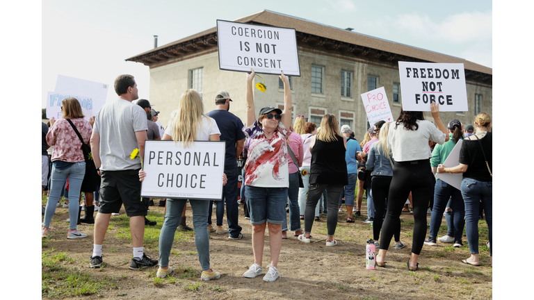 Anti-Vaccination Demonstrators Protest During The San Diego Unified Board Of Education's Meeting Vote On Vax Mandates