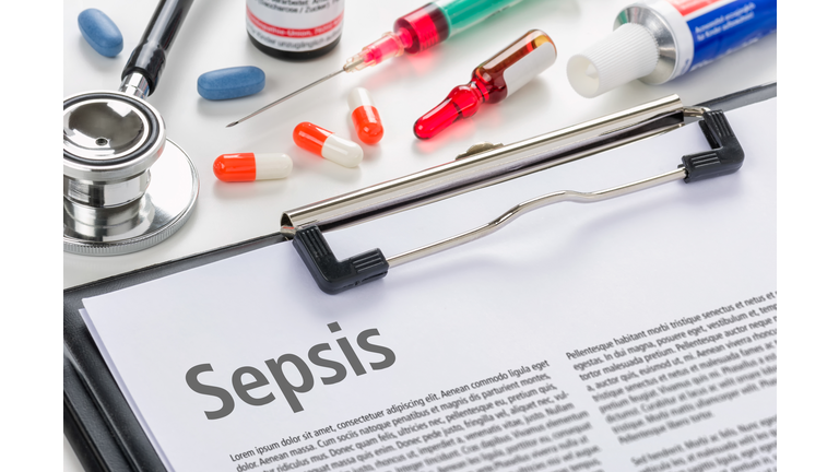 The diagnosis Sepsis written on a clipboard
