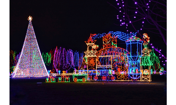 Illuminated Colorful Christmas Decoration At Sibley Park