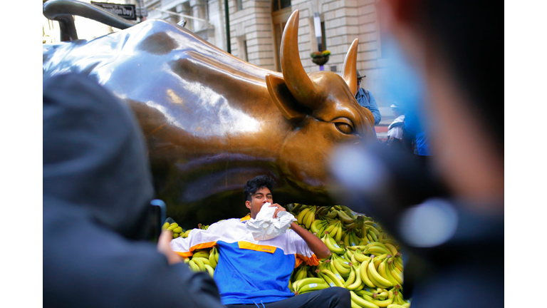Harambe Statue Placed By Wall Street's Charging Bull To Protest Wealth Disparity