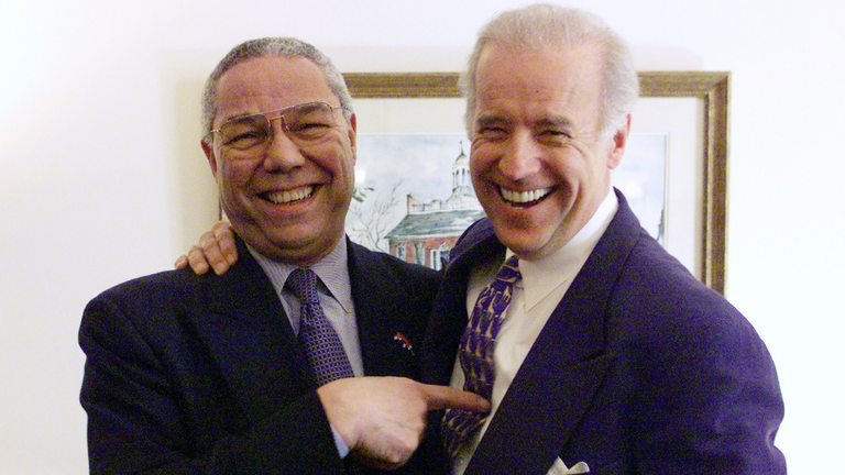 Colin Powell + Joe Biden