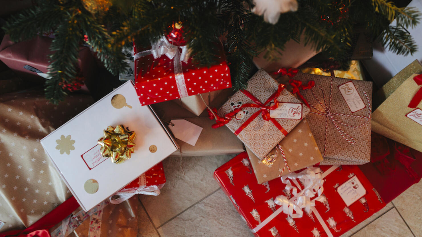 Presents under Christmas tree