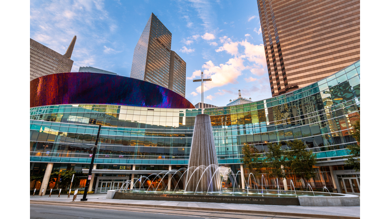 Sunset, First Baptist Church, Downtown, Dallas, Texas, America