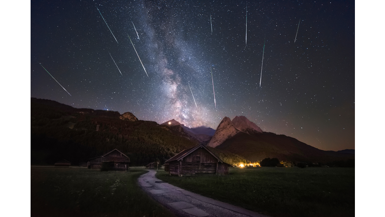 Shooting stars over the Alps