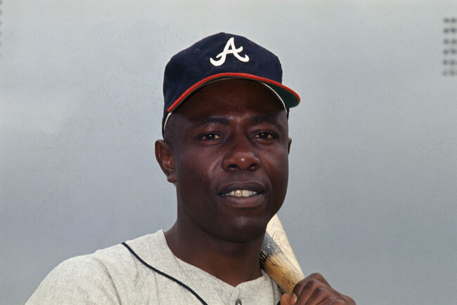 Atlanta Braves Outfielder Hank Aaron Holding Bat