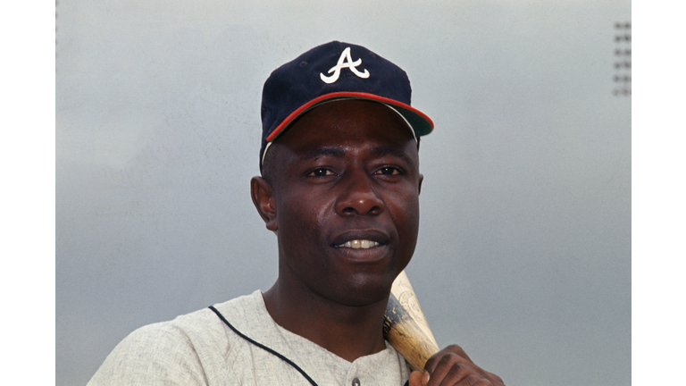 Atlanta Braves Outfielder Hank Aaron Holding Bat