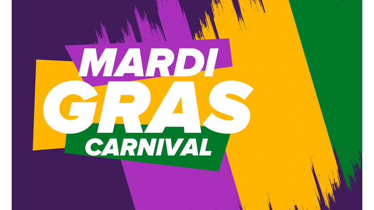 Mardi Gras Carnival in New Orleans. Fat Tuesday. Traditional holiday, celebration annual. Folk festival, costume masquerade, fun party. Carnival mask. Poster, card, banner and background. Vector