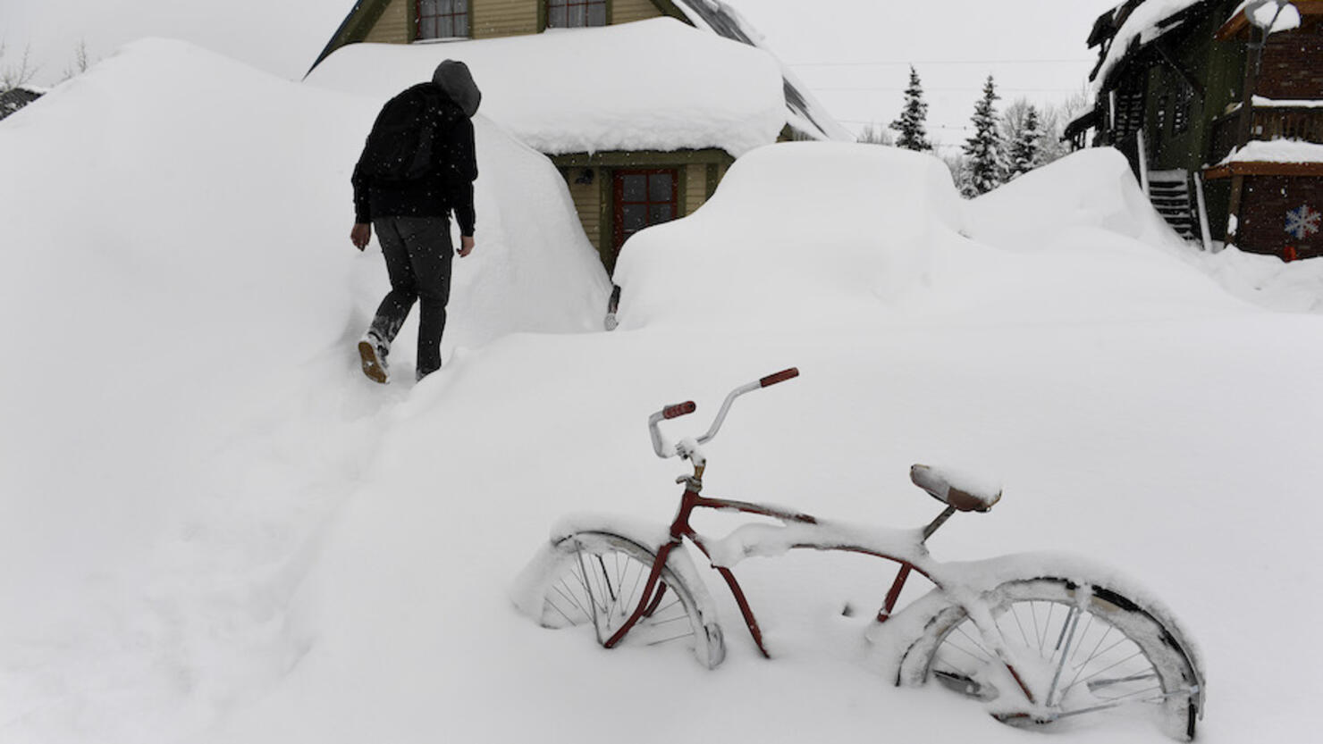 Over 7 feet of snow in Crested Butte, Colorado.