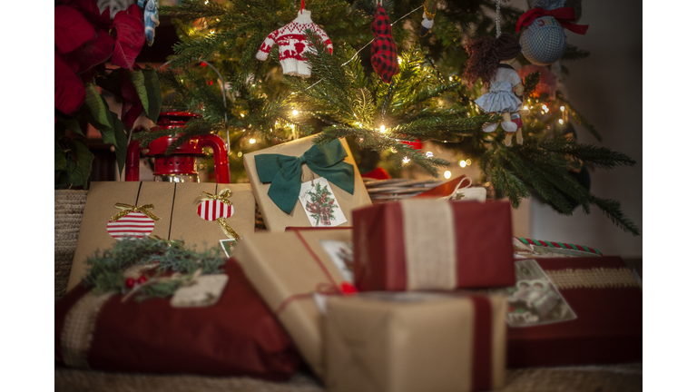 Gifts under the Christmas tree.  Andalusia, Spain