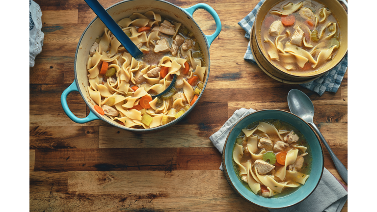 Chicken Noodles Soup with Fresh Vegetables