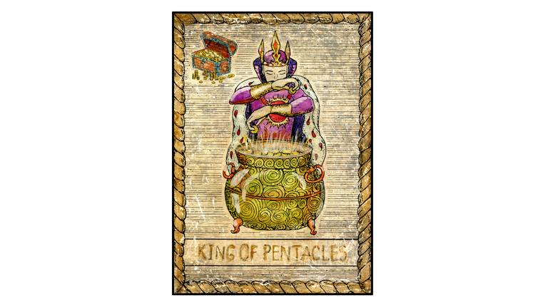 The Old Tarot card. King of Pentacles