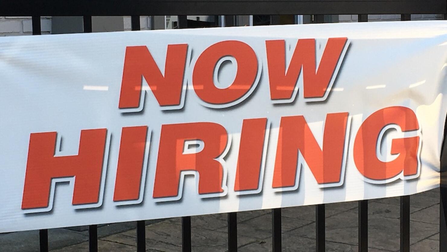 Employment sign trying to hire new workers