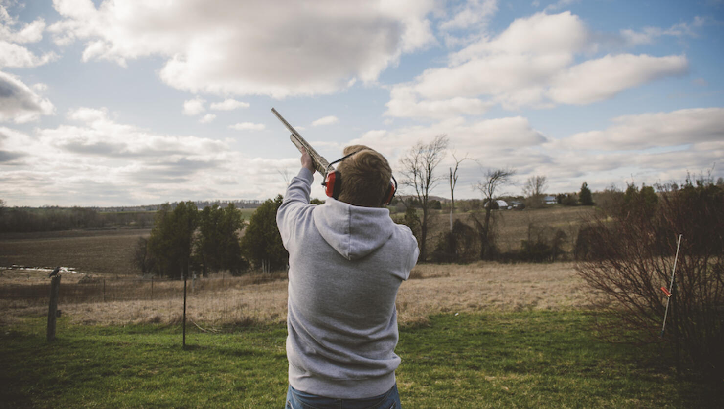 Man skeet shooting