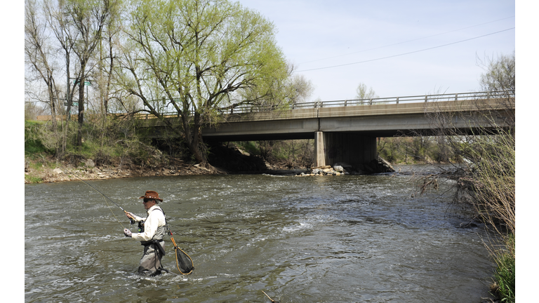 Urban fishing along the South Platte River in Denver.