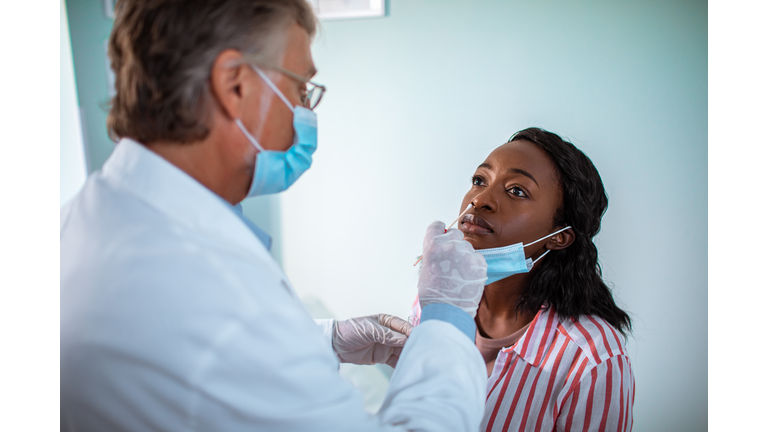 Young woman getting tested