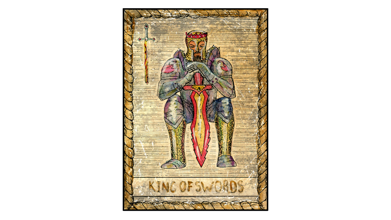The Old Tarot card. King of Swords