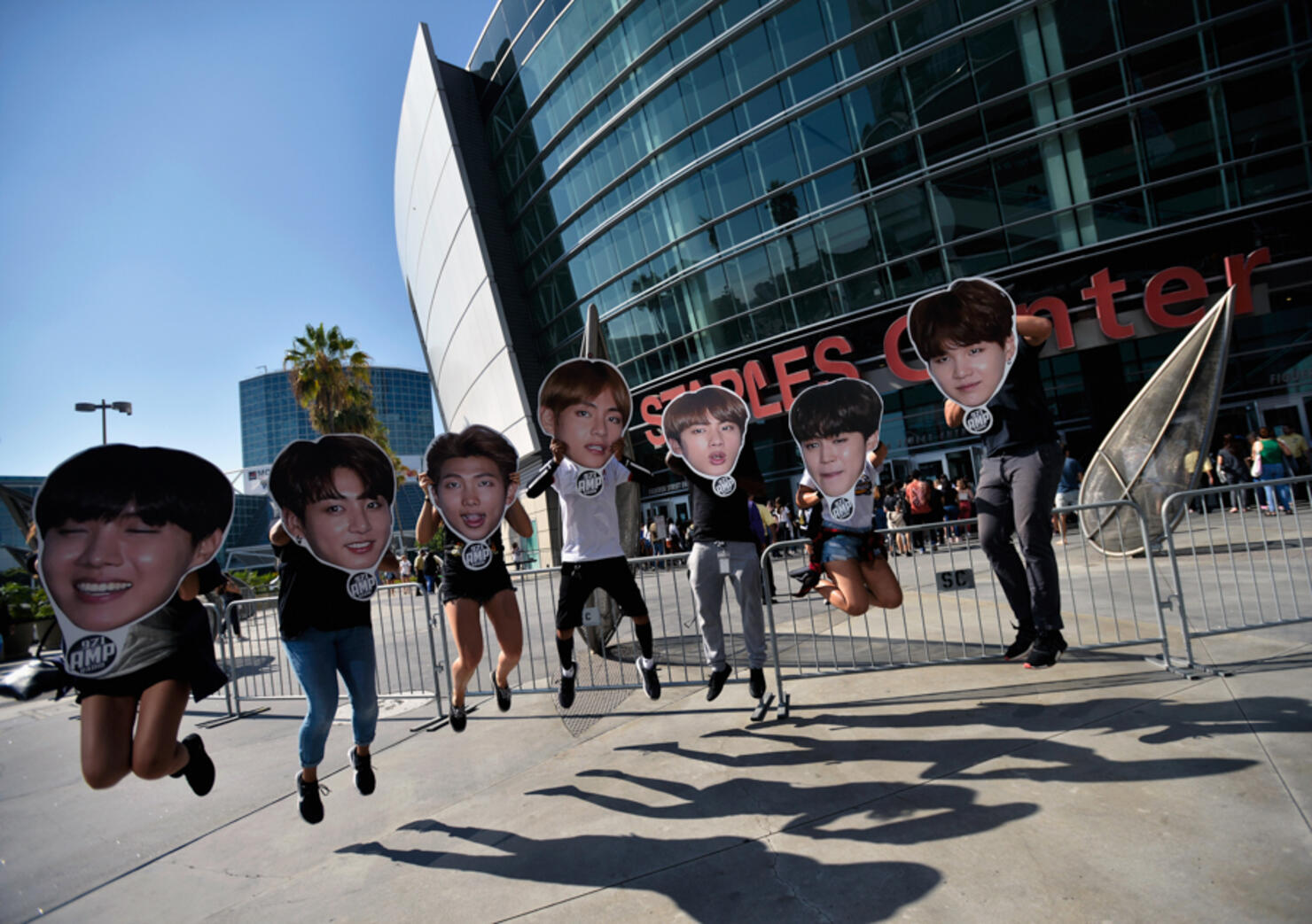 Fans Await The BTS Concert At Staples Center As Part Of The "Love Yourself" North American Tour