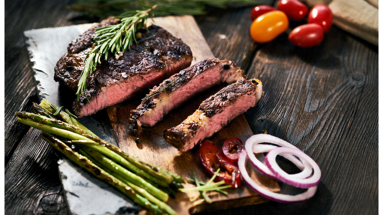 Delicious sliced steak