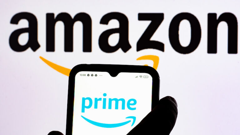 In this photo illustration, the logo of Amazon Prime is seen