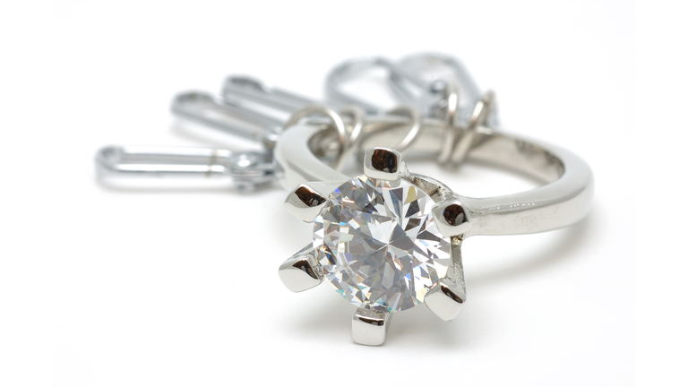 Crystal ring keychain