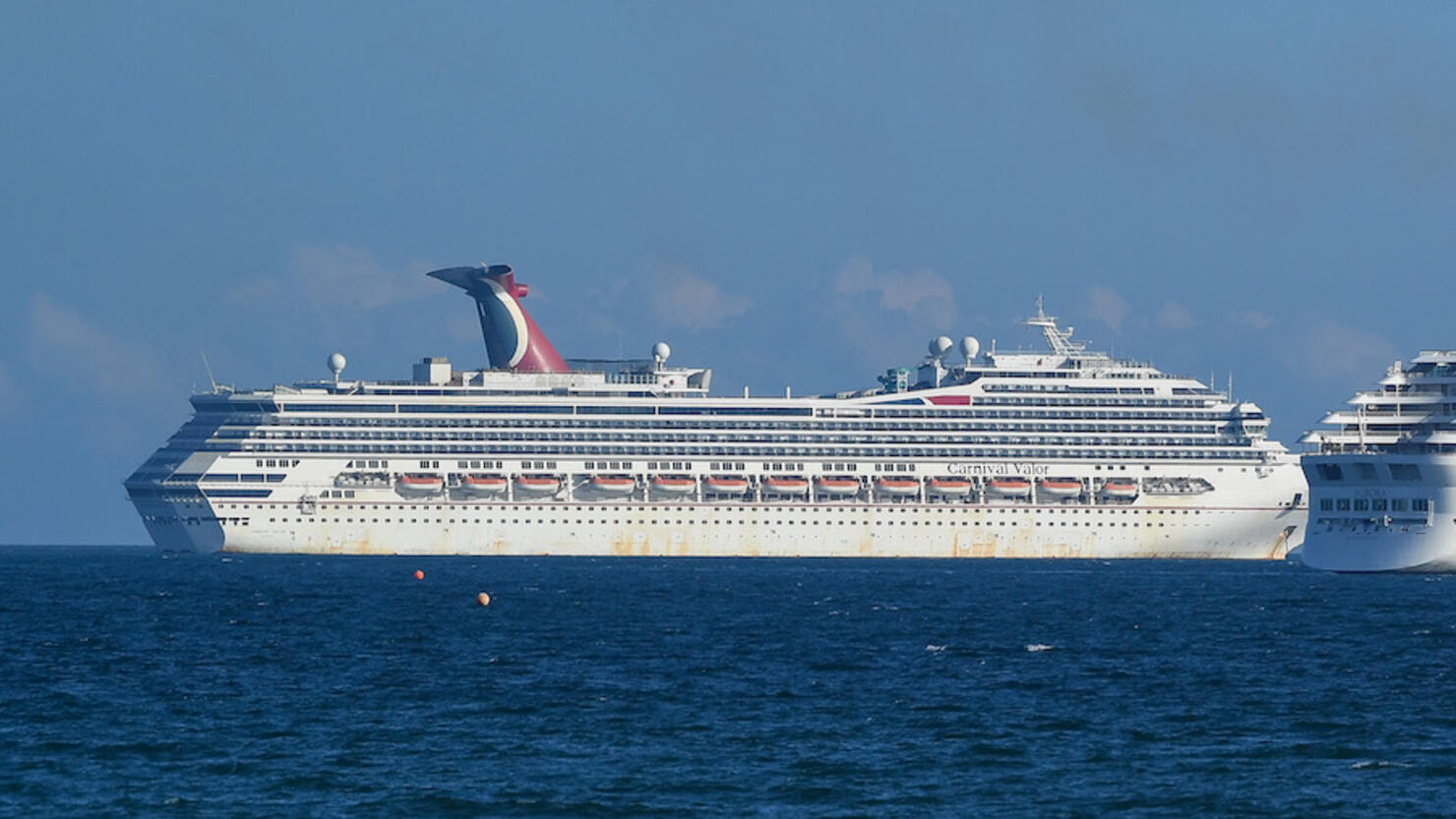 Cruise Ships Empty Due To The Coronavirus Pandemic Moor Off The South West UK Coast